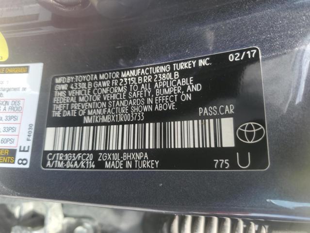 NMTKHMBX1JR003733 - 2018 TOYOTA C-HR XLE Մոխրագույն լուսանկար 12