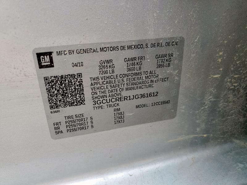 3GCUCRER1JG361612 - 2018 CHEVROLET SILVERADO C1500 LT 银色 照片 13