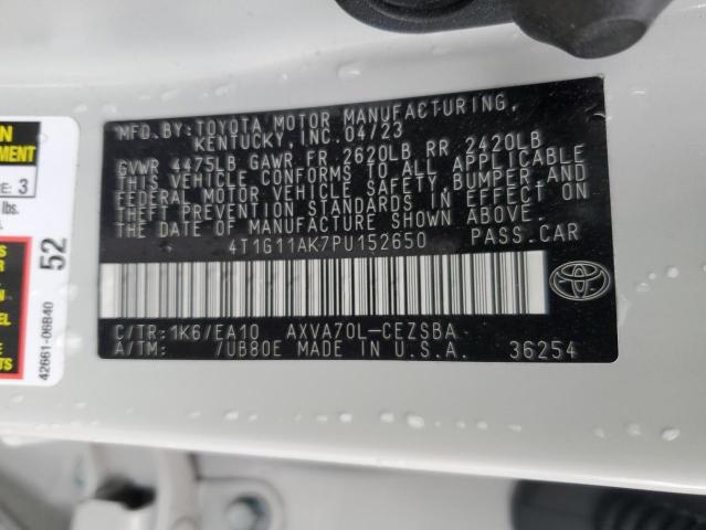 4T1G11AK7PU152650 - 2023 TOYOTA CAMRY SE NIGHT SHADE WHITE photo 12