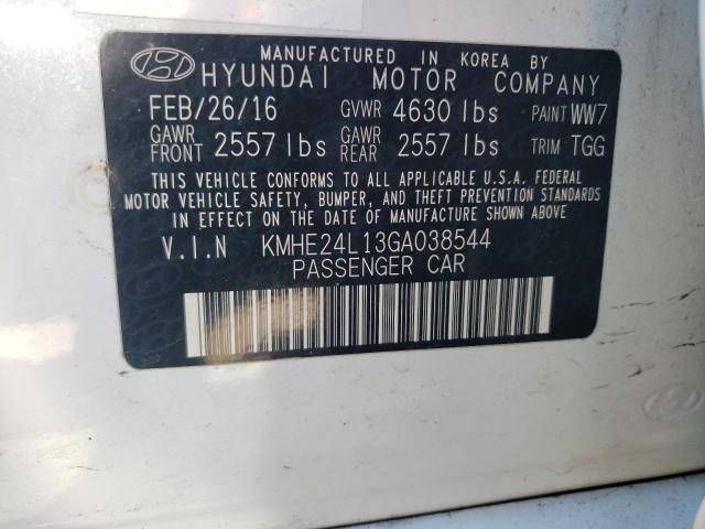 KMHE24L13GA038544 - 2016 HYUNDAI SONATA HYBRID WHITE photo 12