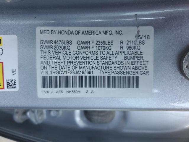 1HGCV1F38JA185661 - 2018 HONDA ACCORD SPORT 银色 照片 12
