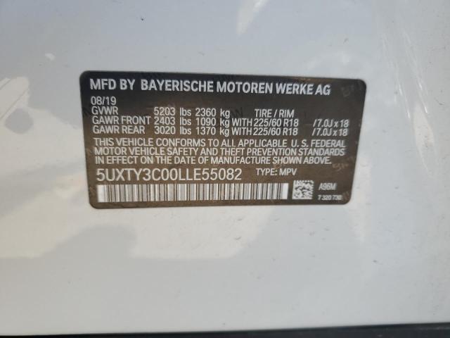 5UXTY3C00LLE55082 - 2020 BMW X3 SDRIVE30I Weiß Foto 13