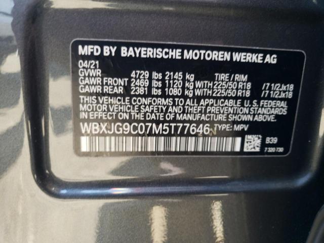 WBXJG9C07M5T77646 - 2021 BMW X1 XDRIVE28I GRAY photo 12