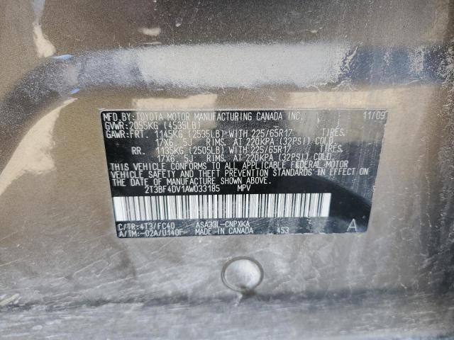 2T3BF4DV1AW033185 - 2010 TOYOTA RAV4 BROWN photo 13