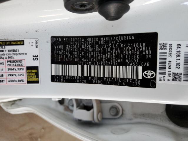 5YFB4MDE1PP032434 - 2023 TOYOTA COROLLA LE Ağ foto 12