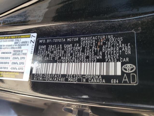 2T1KR32E86C565023 - 2006 TOYOTA COROLLA XR 黑色 照片 12