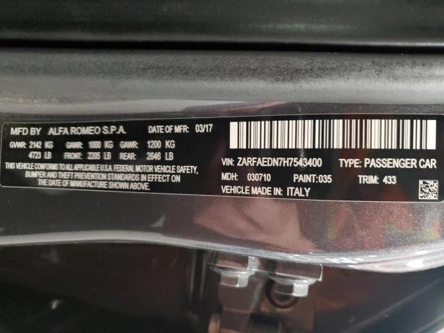 ZARFAEDN7H7543400 - 2017 ALFA ROMEO GIULIA Q4 石墨色 照片 12