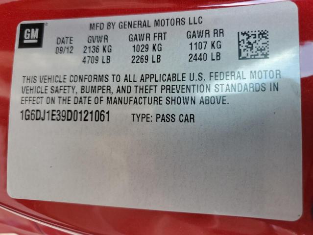 1G6DJ1E39D0121061 - 2013 CADILLAC CTS PERFORMANCE COLLECTION Красный фото 12