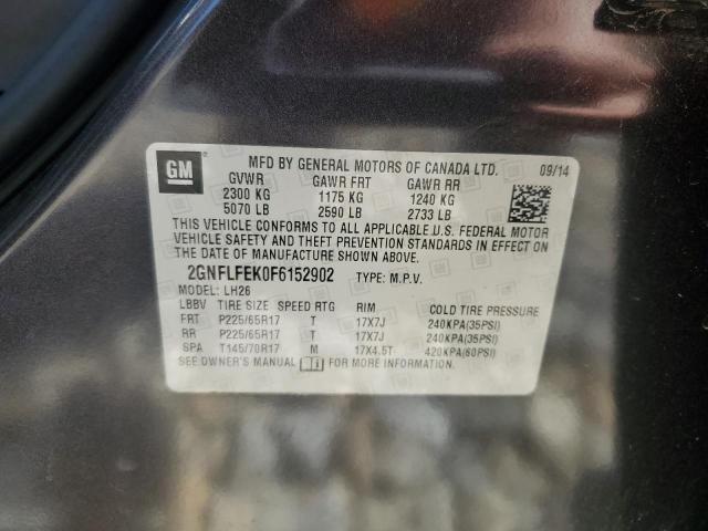 2GNFLFEK0F6152902 - 2015 CHEVROLET EQUINOX LT BLACK photo 13