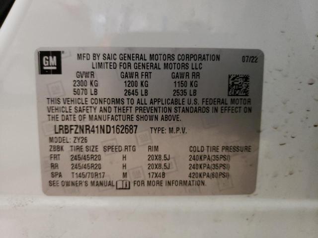 LRBFZNR41ND162687 - 2022 BUICK ENVISION ESSENCE WHITE photo 13
