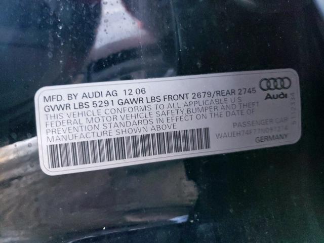 WAUEH74F77N097214 - 2007 AUDI A6 S-LINE QUATTRO  photo 10