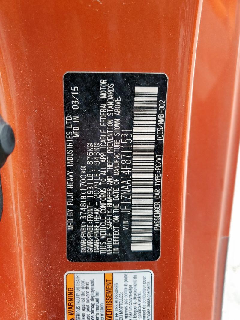 JF1ZNAA14F8711531 - 2015 TOYOTA SCION FR-S ORANGE photo 12