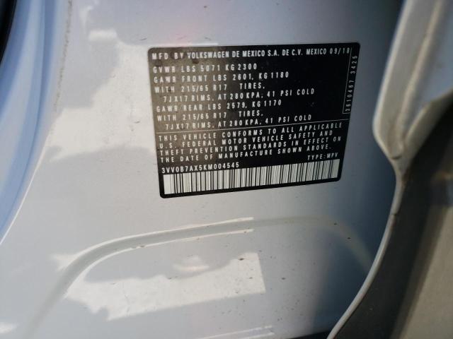 3VV0B7AX5KM004545 - 2019 VOLKSWAGEN TIGUAN S WHITE photo 12