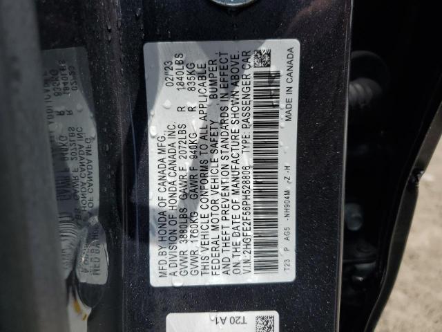 2HGFE2F56PH528806 - 2023 HONDA CIVIC SPORT GRAY photo 13