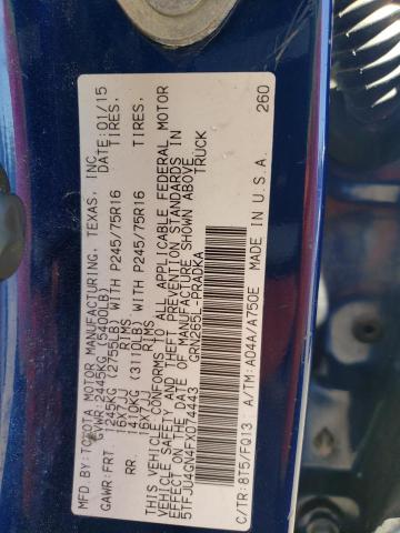 5TFJU4GN4FX074443 - 2015 TOYOTA TACOMA DOUBLE CAB PRERUNNER BLUE photo 13