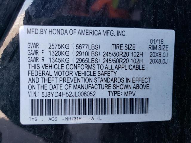 5J8YD4H52JL008052 - 2018 ACURA MDX TECHNOLOGY Чорний фото 13