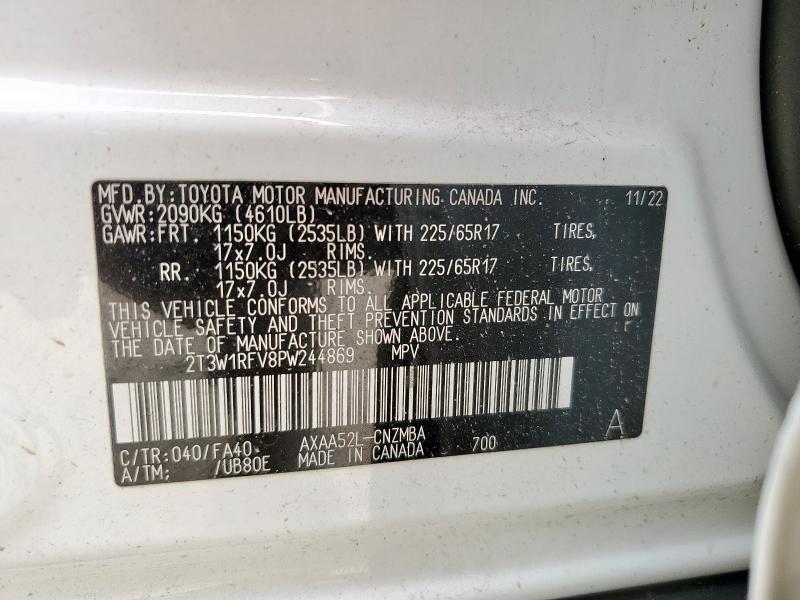 2T3W1RFV8PW244869 - 2023 TOYOTA RAV4 XLE WHITE photo 13