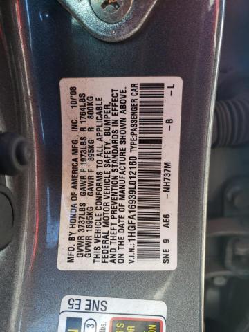 1HGFA16939L012160 - 2009 HONDA CIVIC EXL 灰色 照片 12