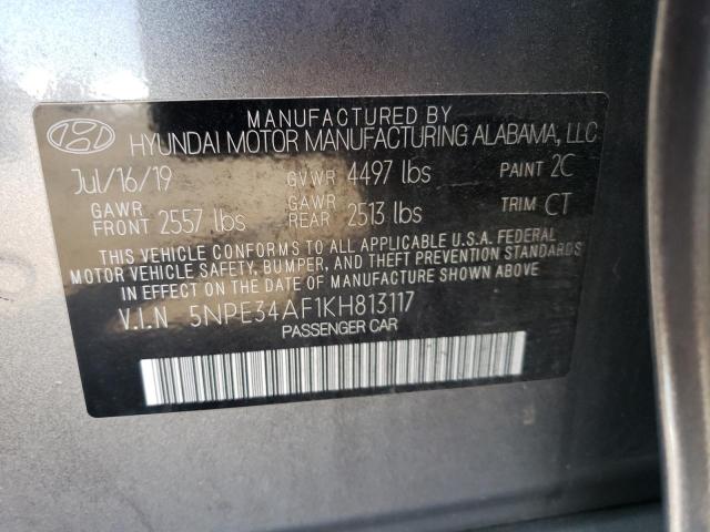 5NPE34AF1KH813117 - 2019 HYUNDAI SONATA LIMITED GRAY photo 13