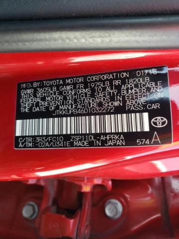 JTKKUPB46D1032272 - 2013 TOYOTA SCION RED photo 10