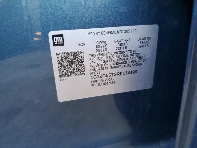 1G1ZG5ST8RF174490 - 2024 CHEVROLET MALIBU RS BLUE photo 13