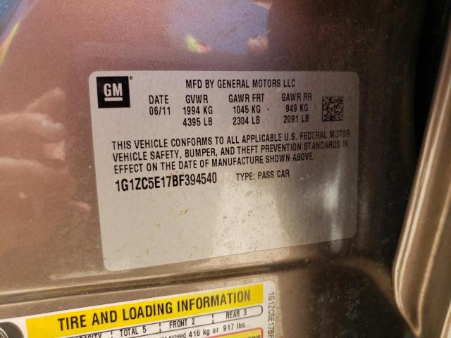 1G1ZC5E17BF394540 - 2011 CHEVROLET MALIBU 1LT GRAY photo 12