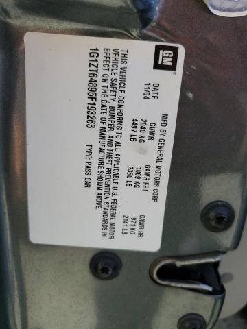 1G1ZT64895F193263 - 2005 CHEVROLET MALIBU MAXX LS CHARCOAL photo 12