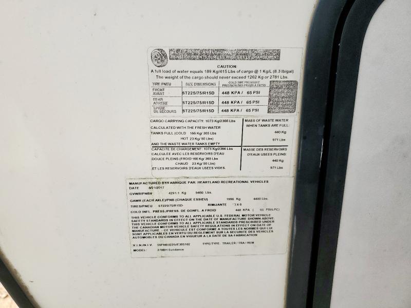 5SFNB3220JE365182 - 2018 HEARTLAND SUNDANCE 米色 照片 10