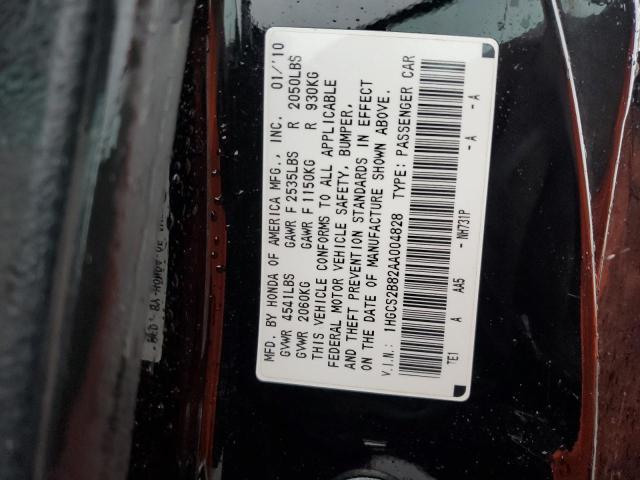 1HGCS2B82AA004828 - 2010 HONDA ACCORD EXL BLACK photo 13