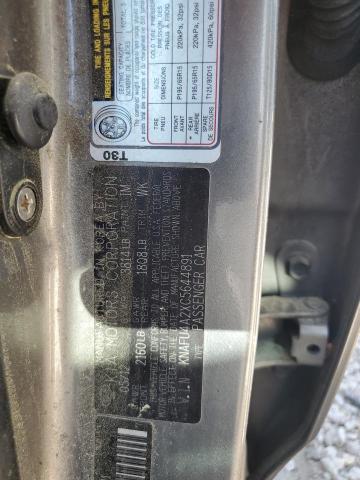 KNAFU4A2XC5644891 - 2012 KIA FORTE EX GRAY photo 12