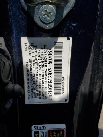 2HGFG129X9H507067 - 2009 HONDA CIVIC EXL 蓝色 照片 12