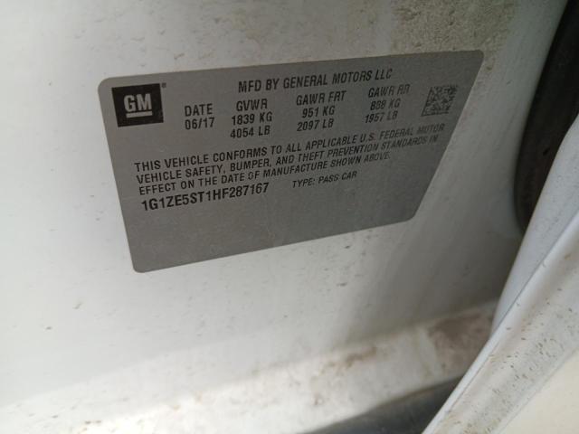 1G1ZE5ST1HF287167 - 2017 CHEVROLET MALIBU LT WHITE photo 12