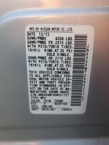 JN8AS5MT0DW521727 - 2013 NISSAN ROGUE S SILVER photo 13