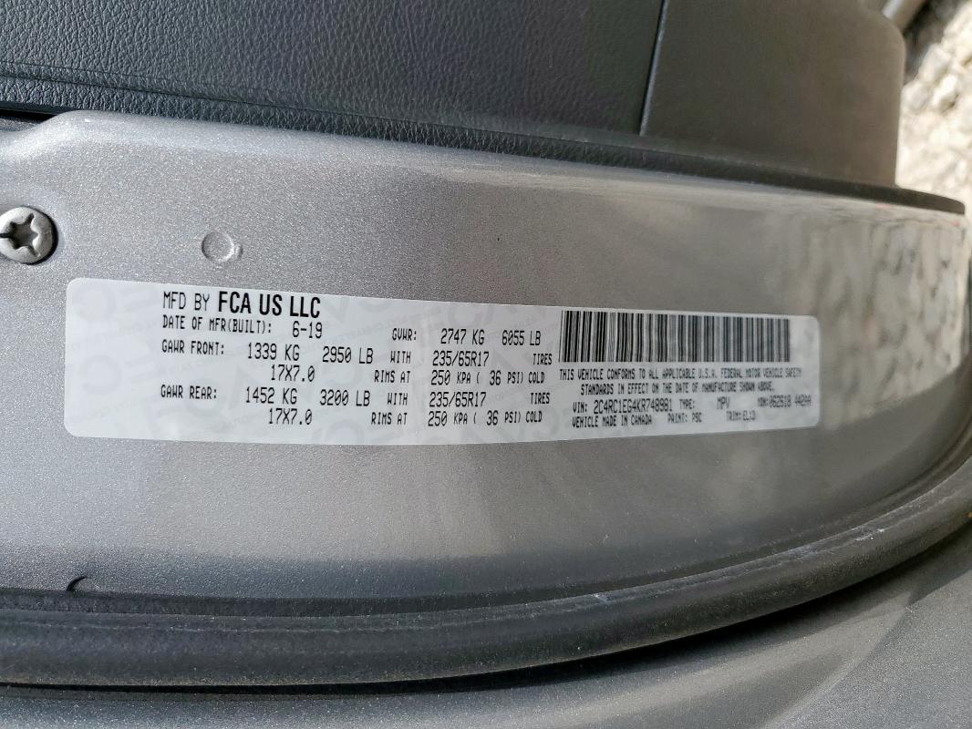 2C4RC1EG4KR748981 - 2019 CHRYSLER PACIFICA TOURING L PLUS SILVER photo 13