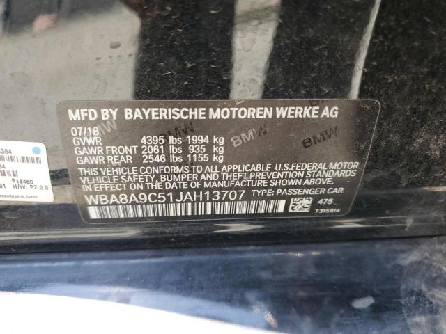 WBA8A9C51JAH13707 - 2018 BMW 320 I BLACK photo 12