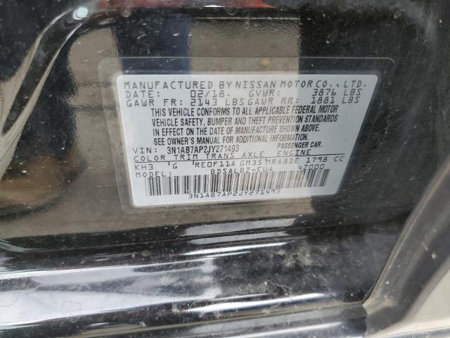 3N1AB7AP2JY271493 - 2018 NISSAN SENTRA S BLACK photo 12