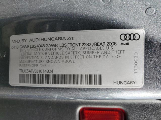 TRUC5AFV8J1014804 - 2018 AUDI TT GRAY photo 12