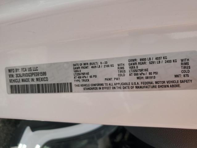 3C6LRVDG3PE591599 - 2023 RAM PROMASTER 2500 HIGH WHITE photo 12