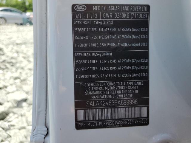 SALAK2V63EA699996 - 2014 LAND ROVER LR4 HSE LUXURY WHITE photo 14
