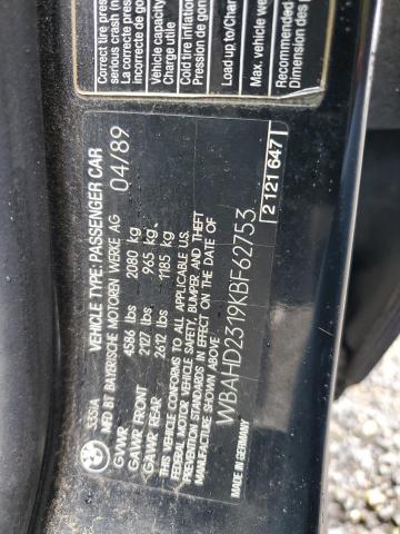 WBAHD2319KBF62753 - 1989 BMW 535 I AUTOMATIC BLACK photo 12