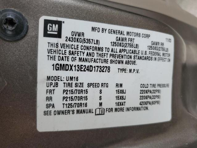 1GMDX13E24D173278 - 2004 PONTIAC MONTANA LUXURY CREAM photo 13