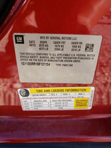 1G11D5RR1DF121154 - 2013 CHEVROLET MALIBU 1LT RED photo 12