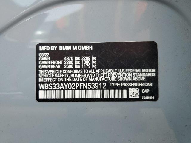 WBS33AY02PFN53912 - 2023 BMW M3 COMPETITION SILVER photo 13