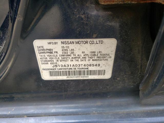 JN1DA31A03T406549 - 2003 NISSAN MAXIMA GLE BLUE photo 12