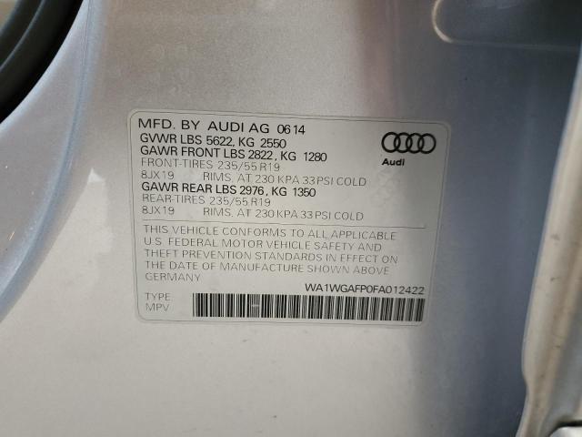 WA1WGAFP0FA012422 - 2015 AUDI Q5 PRESTIGE 银色 照片 13