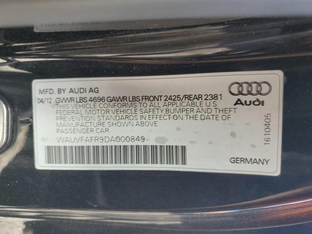 WAUVFAFR9DA000849 - 2013 AUDI A5 PRESTIGE BLACK photo 12