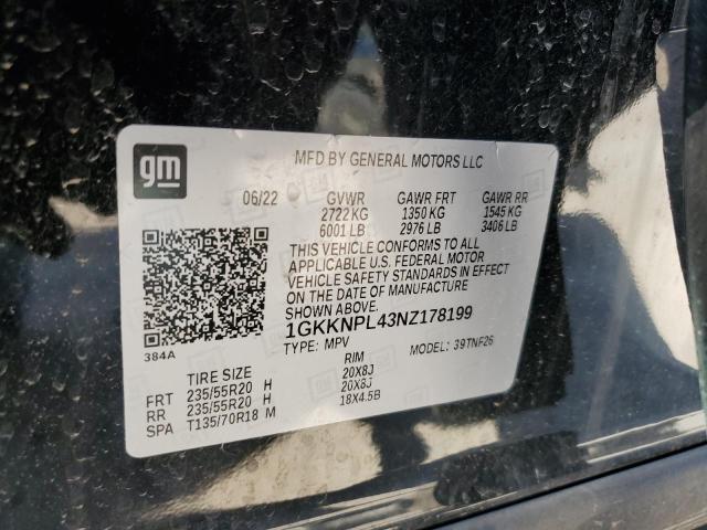 1GKKNPL43NZ178199 - 2022 GMC ACADIA DENALI BLACK photo 13