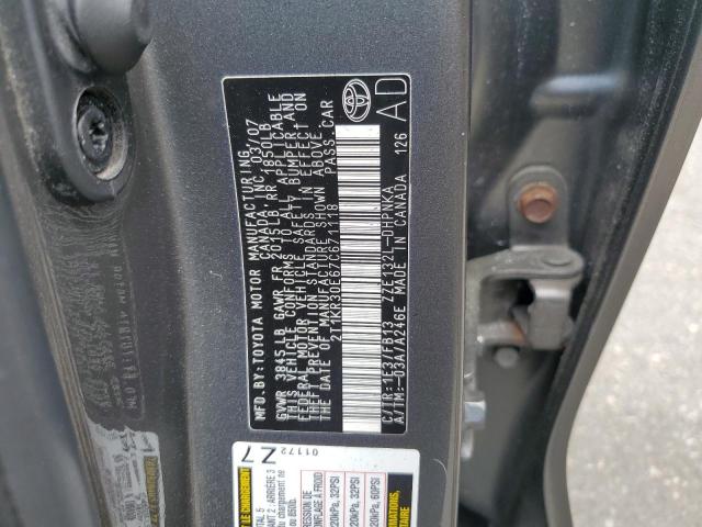 2T1KR30E67C671118 - 2007 TOYOTA COROLLA MA XR GRAY photo 12