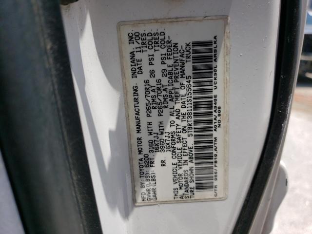 5TBRT38111S155645 - 2001 TOYOTA TUNDRA ACCESS CAB LIMITED WHITE photo 12