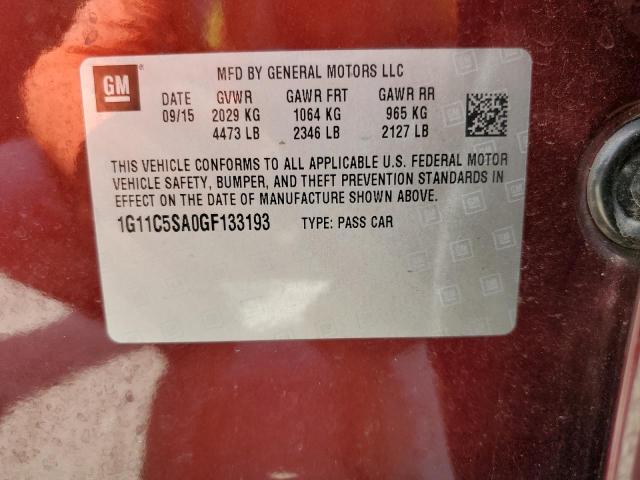 1G11C5SA0GF133193 - 2016 CHEVROLET MALIBU LIM LT 勃艮第红 照片 12